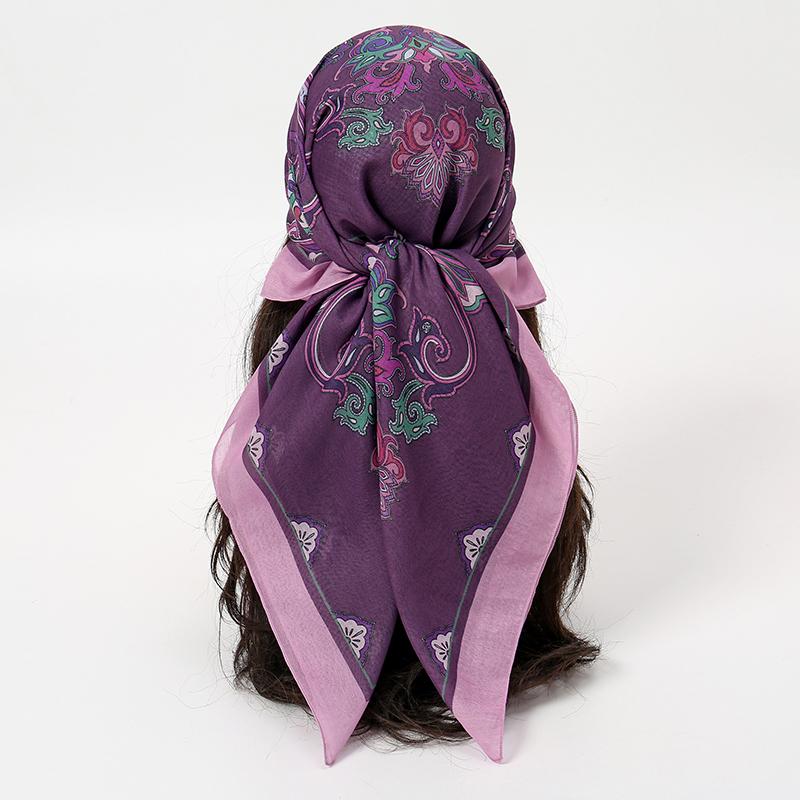 

2025 Новая Мода 90X90см Принтованный Женский Шарф Пашмина Шелковый Шарф Квадратная Шаль Декоративная Повязка на Голову Шея Роскошный Дизайн Бандана