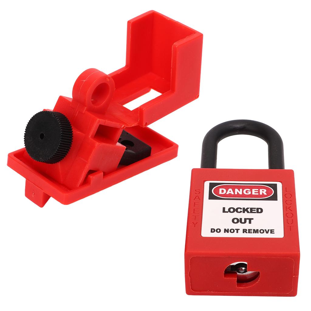 Strømbryter Låsesett CB 07 Strømbryter Lås 38mm Nylon Hengelås Strømisolasjon Sikkerhetslås