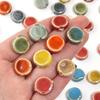 10pcs 12mm 15mm Floral Glaze Ceramic Beads Colorful Flat Round Loose Beads For Jewelry Making DIY Bracelet Necklace Accessories