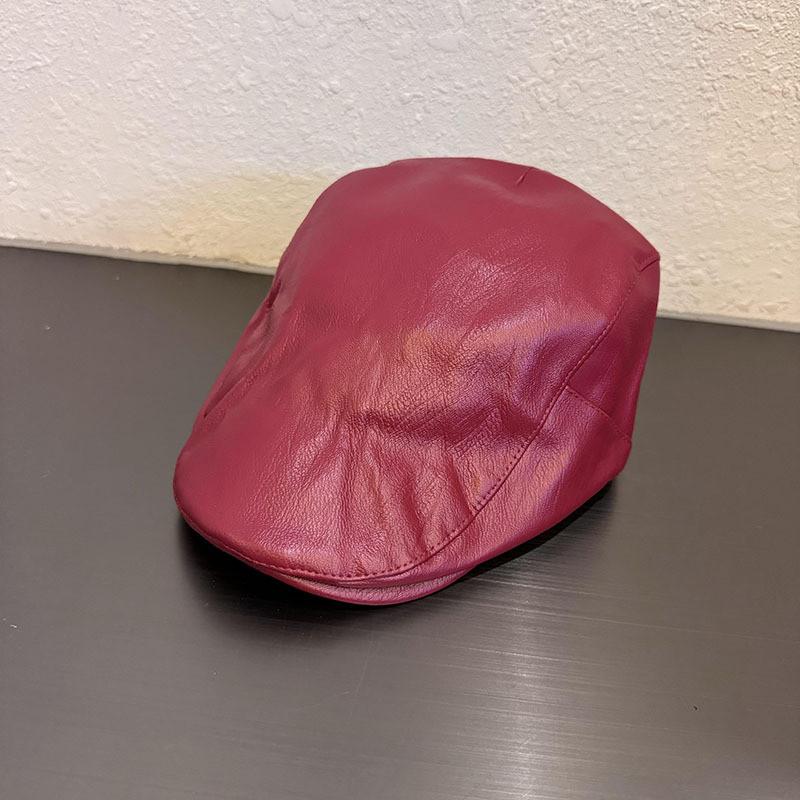 Pu Leather Black Beret Hat For Women With Sunshade And Warmth For Autumn Winter Fashion