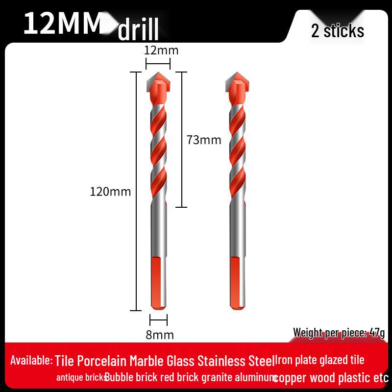 All-in-One 6mm Alloy Triangle Drill Bit for Tile, Concrete, Glass, and Cement
