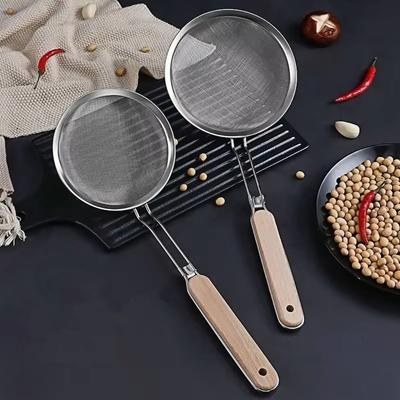 Neuer Holzgriff Edelstahl-Sieb Feines Netz Leicht zu reinigen Feines Netz-Sieb Öl-Sieb