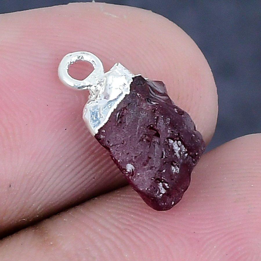 Pink Tourmaline Rough Gemstone 925 Sterling Silver Jewelry Pendant 0.59" d2A46