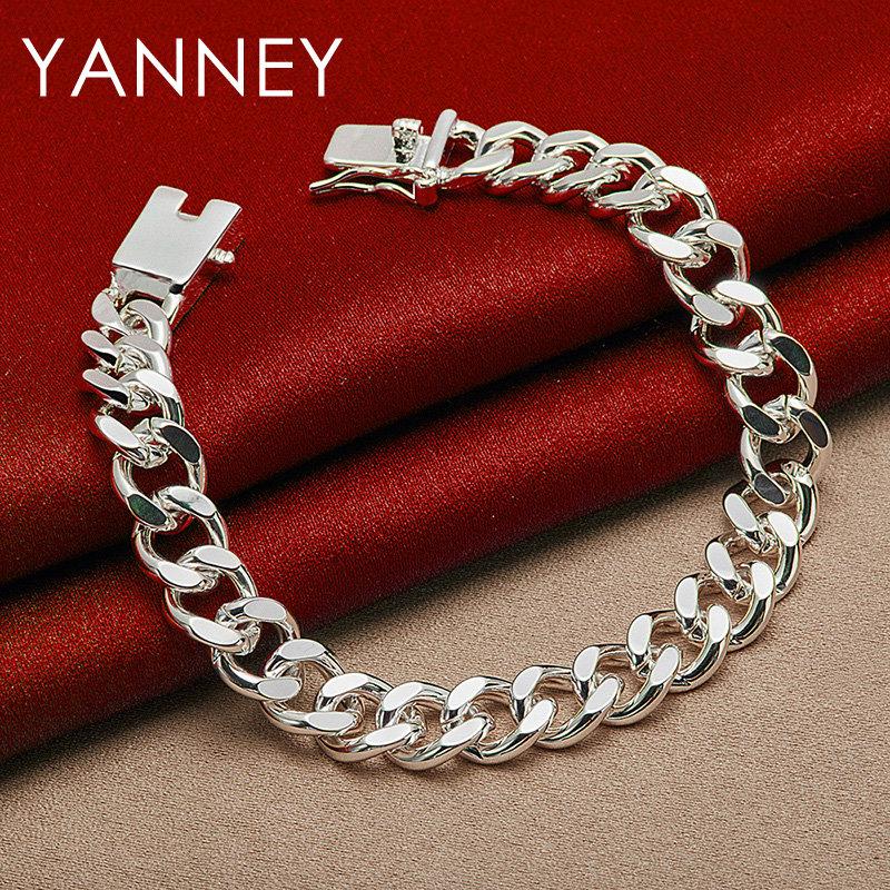 

Hip Hop 925 Sterling Silver 8 Inches 8MM Classic Cuban Chain Bracelet Men Women Fashion Wedding Gifts Party Jewelry 20cm 8 Inches