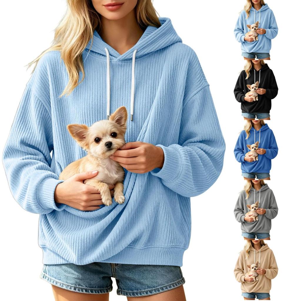 Women's Corduroy Hoodie Loose Fit Casual Long Sleeve Pullover Sweatshirt Top