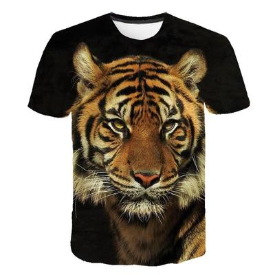 Lose Sommeroberteile Herren Plus Size Kleidung Tier 3D-Druck T-Shirt Paar Tiger Wolf Muster T-Shirts O-Ausschnitt Kurzarm Top Atmungsaktive Herrenhemden