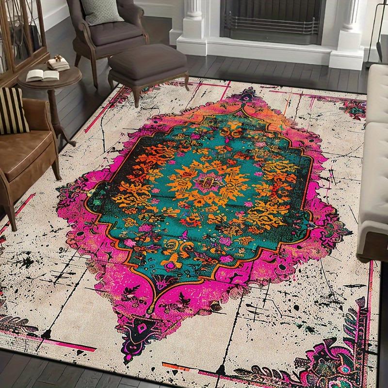 Large Abstract Art Floor Mat Design Indoor Outdoor Pink Blue Patterns Perfect Living Room or Patio Rugs for Living Room Decor