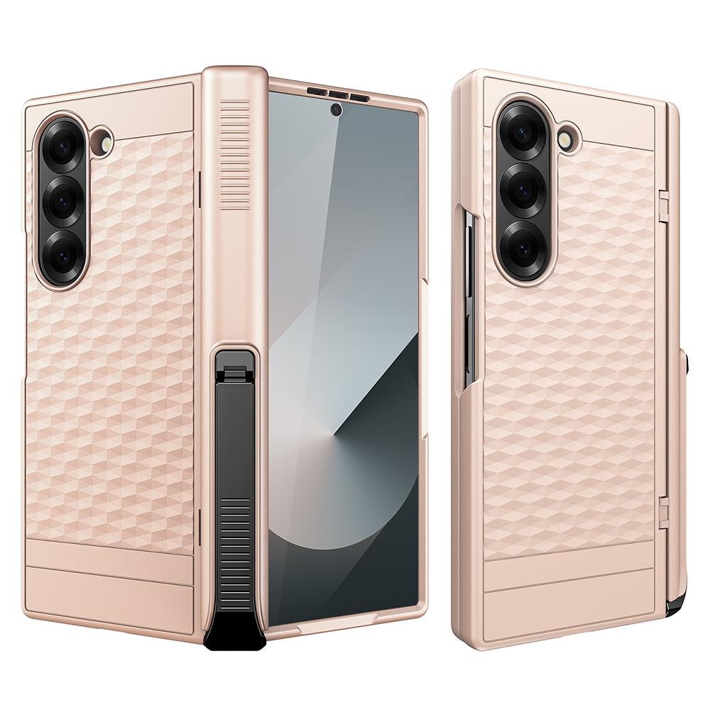 For Samsung Galaxy Z Fold6 5G Case Hinge Kickstand PC Phone Cover with Tempered Glass Film