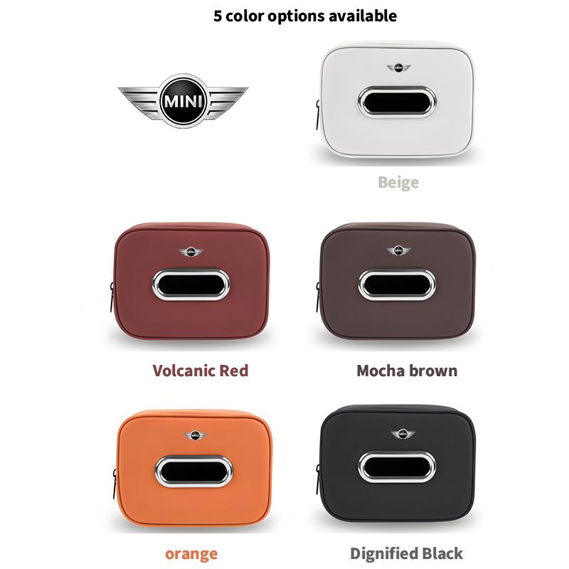 Car Leather Tissue Box Vehicle Napkin Paper Towel Bag Storage Accessories For Mini Cooper R50 R52 R53 R55 R61F55 F56 F60 Clubman FF4