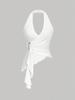 Halter Deep V Slim Fit Open Back Top with Metal Buckle for Women