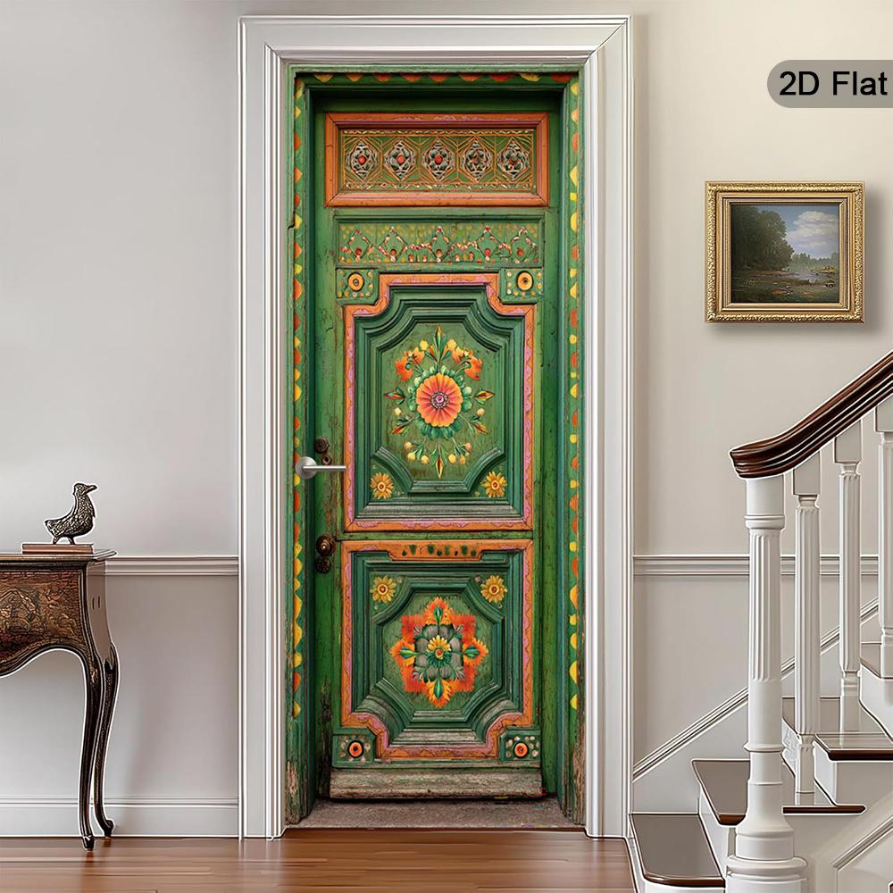 37Style Floral Door Stickers Removable Vinilos Para Puertas Adhesive Wallpaper Art Murals for Doors Bibliotheque Modern Home Decor