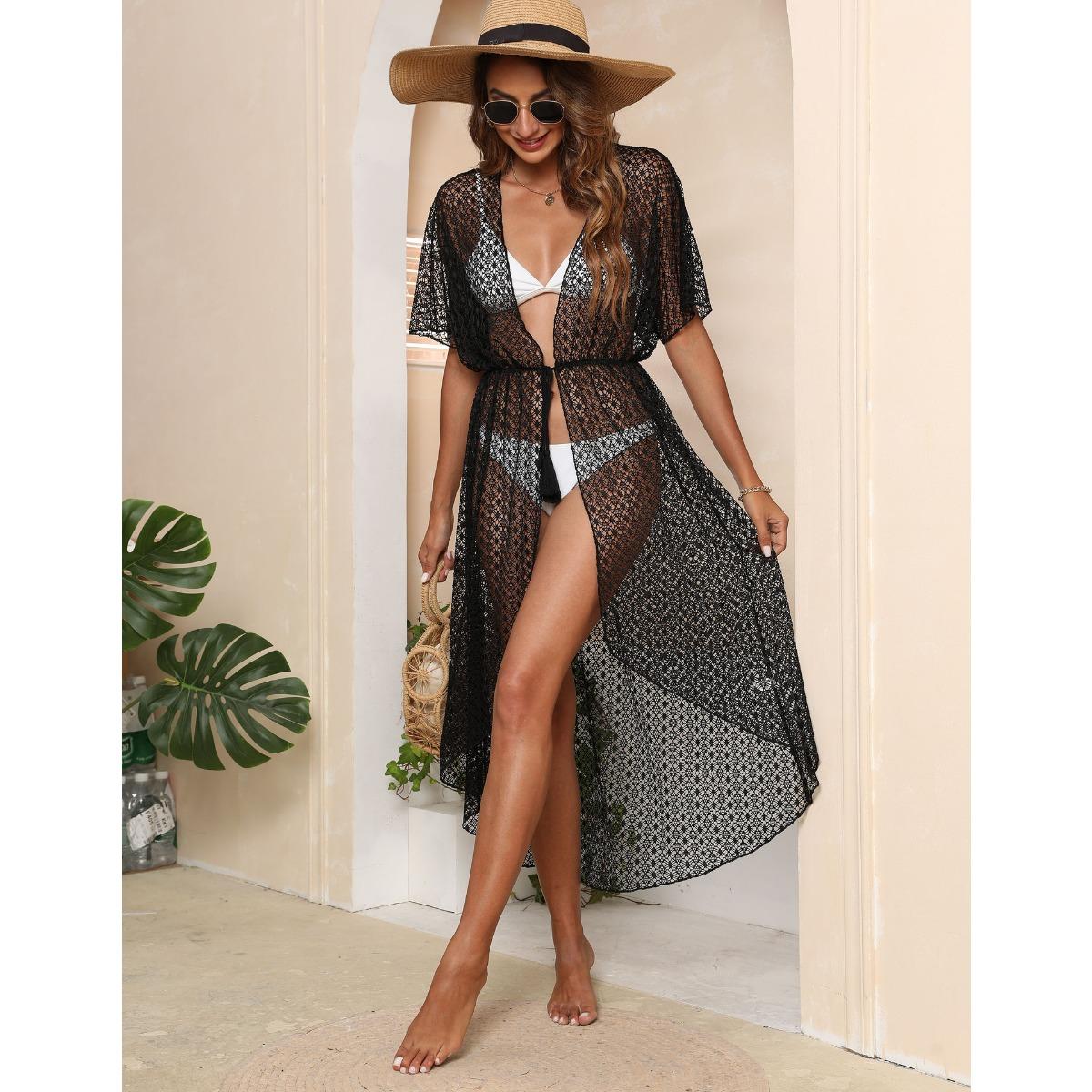 

Парео Пляжная накидка для женщин Летнее платье Saidas De Praia Купальный костюм Туника Розетки Роскошные банные выходы Женские накидки One Size чёрный