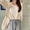 2026 Korean V-Neck Long Sleeve Knit Pullover Sweater for Women