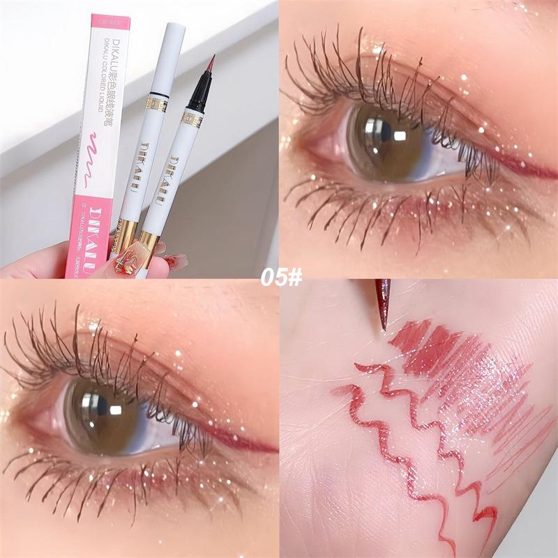 1Pc Glitter Eyeshadow Pen Matte Purple Diamond Eyeliner Pen Waterproof Highlight Brighten Silkworm Makeup Pencil Shiny Eyelids