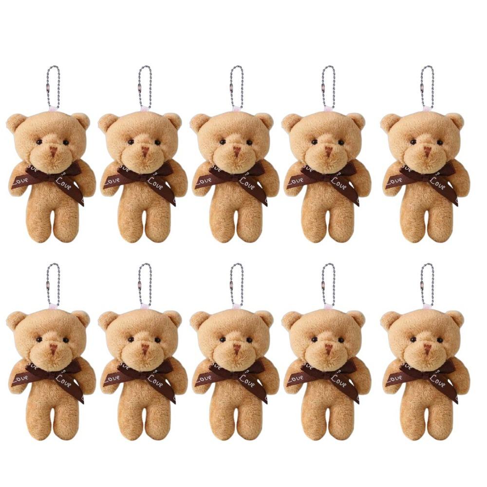 10Pcs Cartoon Animal White Bear Plush Keychain Keyring Bear Plush Dolls Holiday Gift