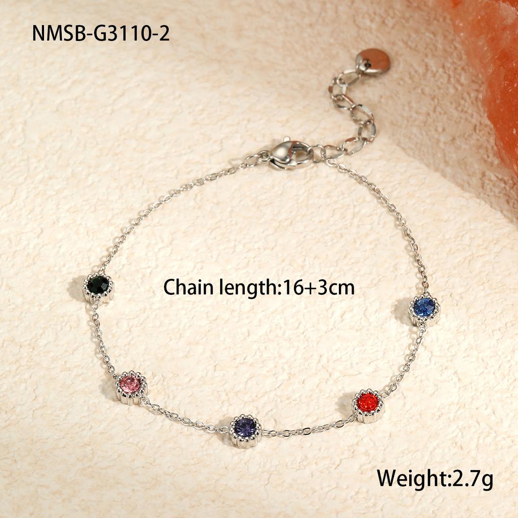 Hot-selling Color Zircon Series Stainless Steel Necklace  Fashionable French Exquisite Temperament Collarbone Chain 