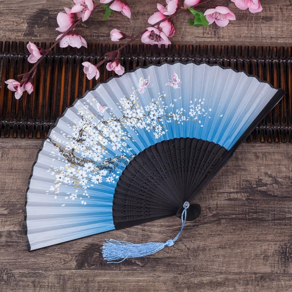 For Cherry Blossom Pattern Folding Fan Handmade with Polyester for Asian Wedding Favor Party Reception and Outdoor Event Use