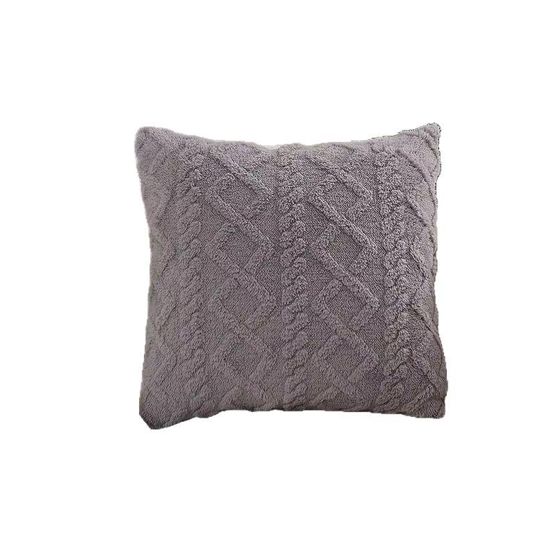 Modern Double-Sided Taffeta Plush Pillow Cover for Autumn/Winter - Sofa & Bedside Waist Support Cushion