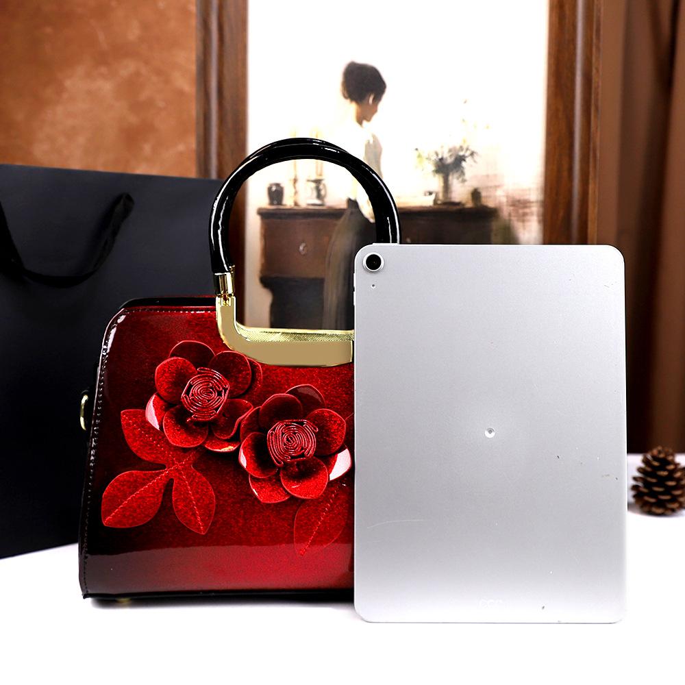 Handbag Women'S Fashion Patent Leather Mom Ladies Bag Medium Atmosphere Crossbody Bag