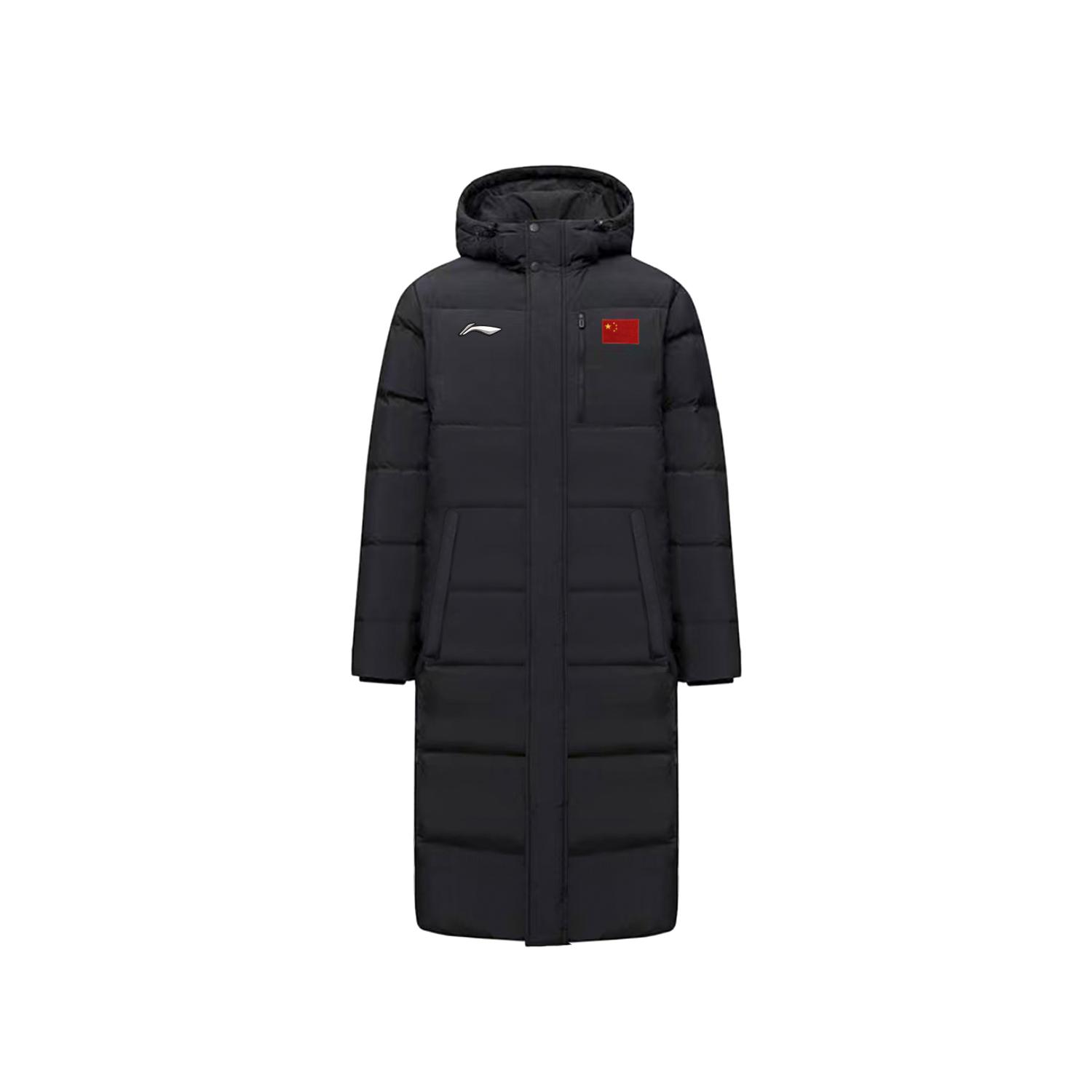 

Li Ning Настольный теннис Комплексная тренировочная серия Логотип Паттерн национального флага Водоотталкивающая Однотонная Пуховая куртка с капюшоном AYMV657-1 M