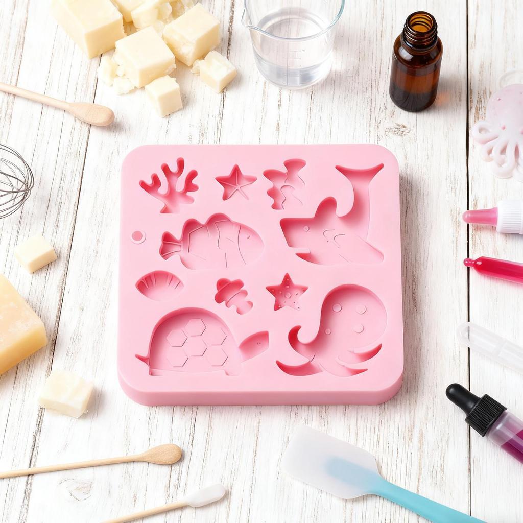 10 Cavity Silicone Chocolate Mold Baking Moulds Sea Animal Themed Silicone Candy Molds For Gummy, I Ce Cube, Cake Decorating