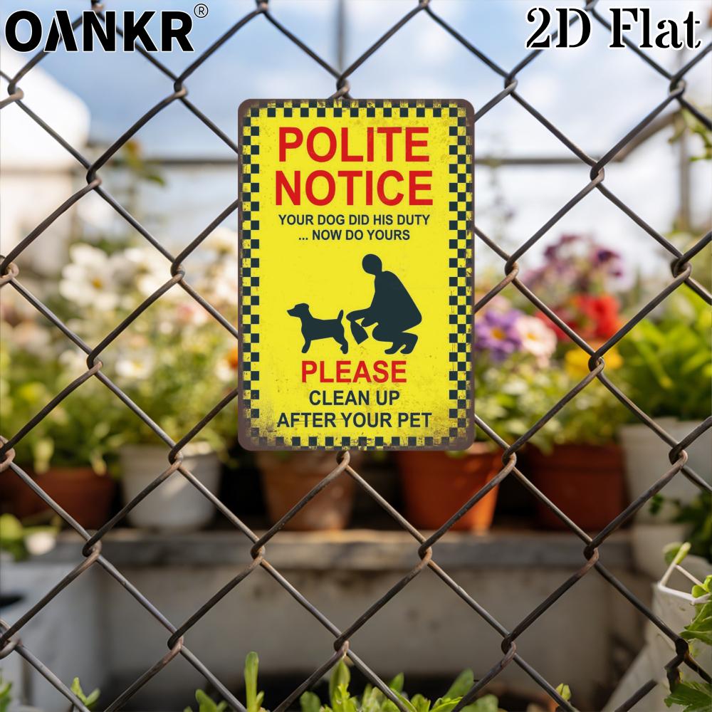 Vintage Warning Art Metal Tin Sign Polite Notice Dog Cleanup Metal Signs for Man Cave Farm Bar Garden Home Wall Decor Plaque