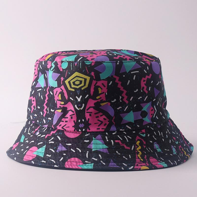 Digital printing small edge bucket hat spring and summer double-sided can wear outdoor sunshade basin hat spot