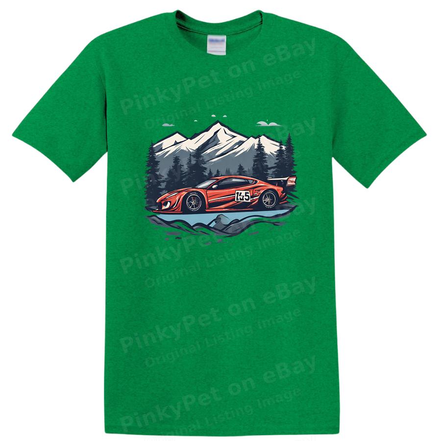 Racing Car Mountain Graphic T Shirt Cool Sports Car Tee Adventure Lifestyle