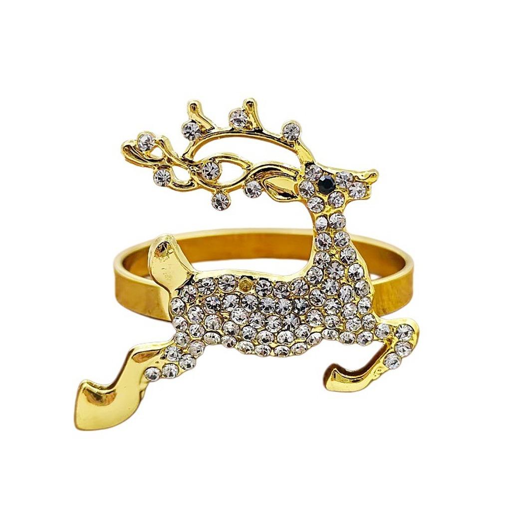 high-end Christmas Zinc Alloy Napkin Ring New Year Festive Candy Cane Bow Napkin Holder for Holiday Xmas Table Decoration
