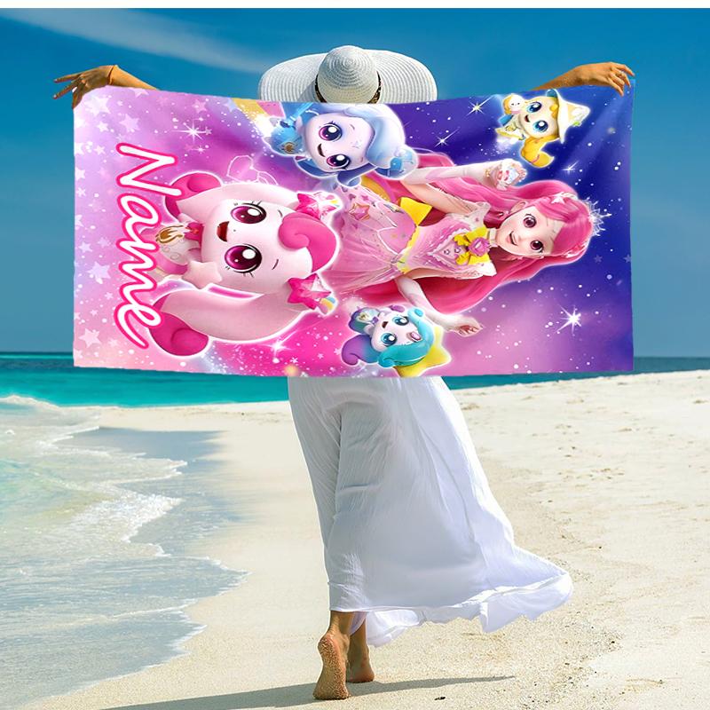 Personalized customized proof beach towel with Catch! Teenieping pattern - soft, absorbent, quick-drying, perfect swimming, camping&bathing