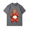 Men's 100% Cotton Crew Neck Short Sleeve T-Shirt, Cool Boxer Brown Bear Graphic Printed Casual Tee, Comfortable Loose Fit Daily Wear Top for Men