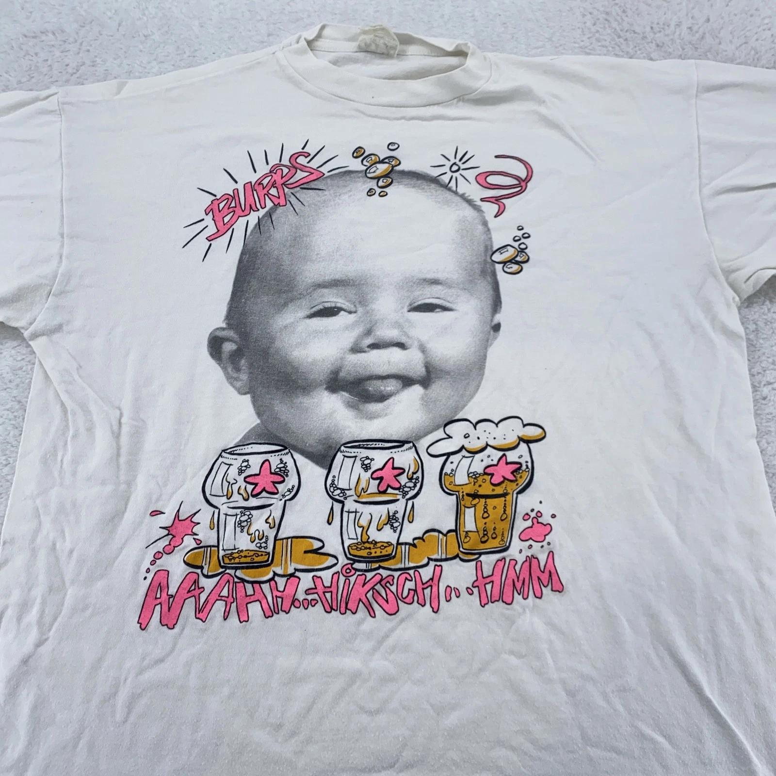 

Vintage Baby Beer Shirt Mens Medium White Funny Graphic Tee 90s Humor Funny L