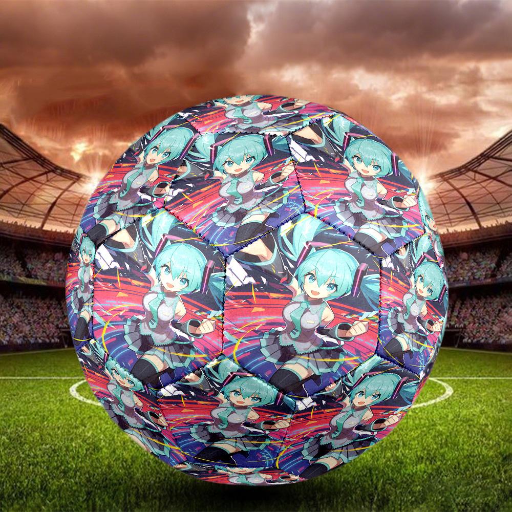 Miku Anime Indoor Soccer Ball Size 5 Colorful All Ages Machine Stitched PVC Competition Ready Durable High-Bounce