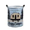 1pc RV Laundry Basket, Foldable Round Clothes Basket with Handle, Space-Saving Foldable Laundry Organizer, Blue and White, Suitable for Bathroom, Bedr