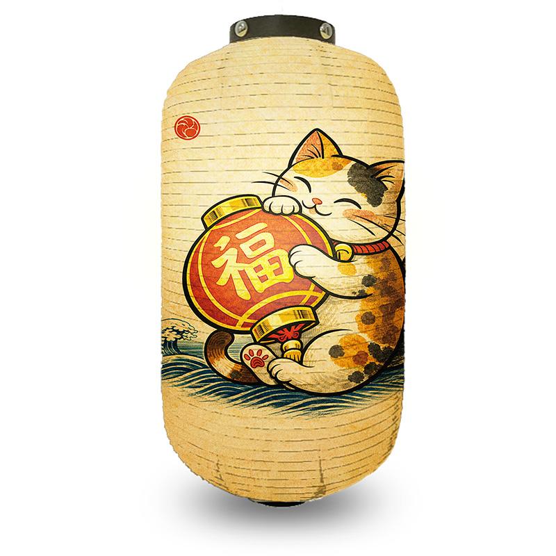 Japanese Style Lantern Japanese Hanging Happy-neko Lanterns Cloth Long Traditional Restaurant Bar Hotel Festival Decoration