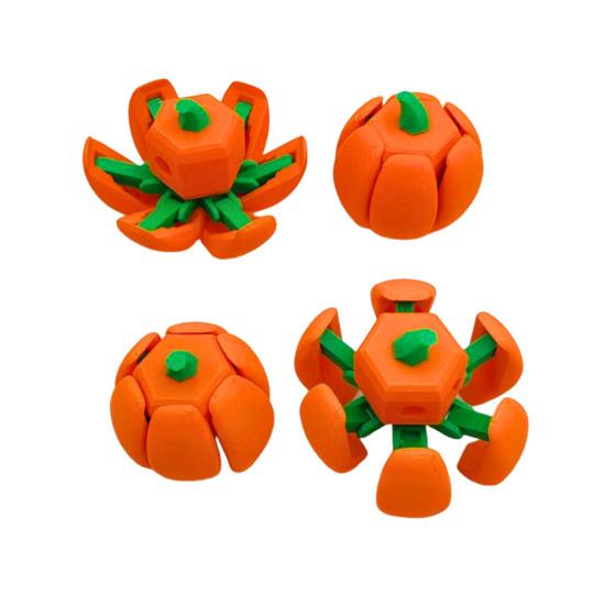 3D Printed Pumpkin Transforming Toy Flexible Pumpkin Figurine Stress Relief Toy for Halloween Thanksgiving Day Decoration