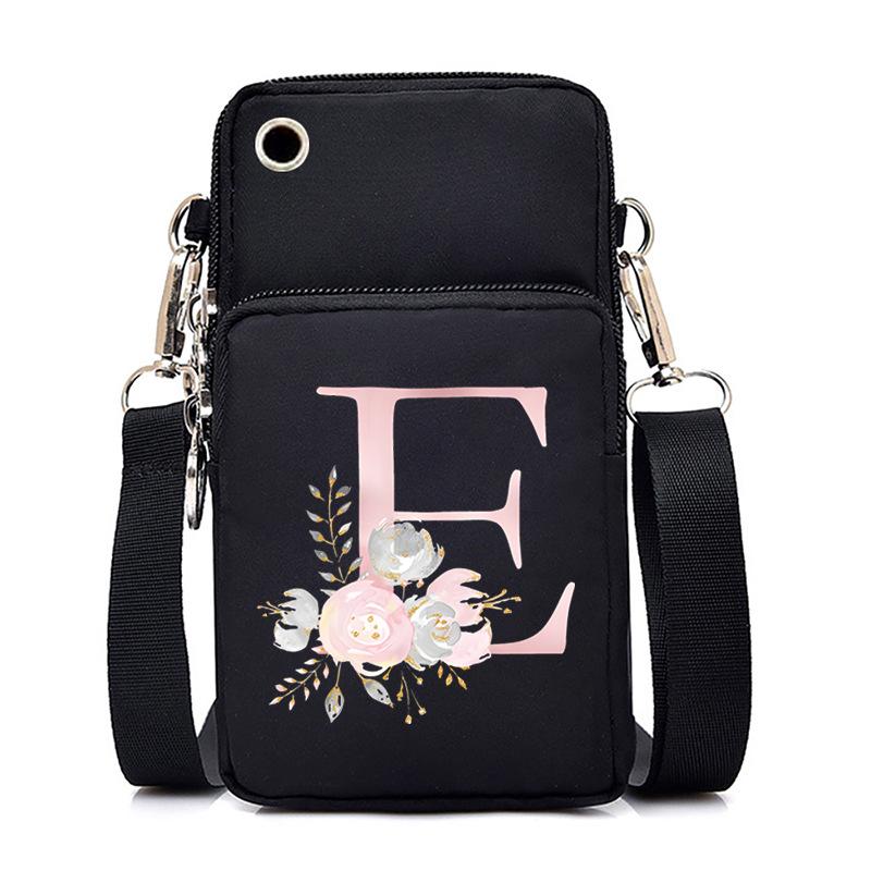 Letter Printing Black Oblique Span Bag Casual Portable Multi-Function Mobile Phone Bag