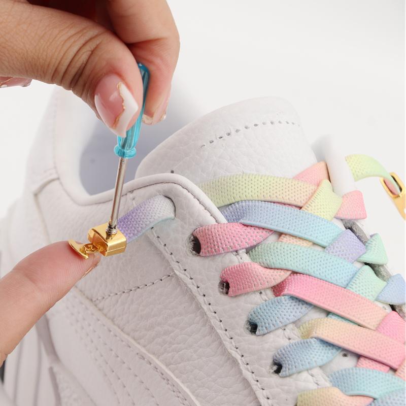 Cross Lock Shoelaces Colorful Rainbow Elastic Flat Laces Without Ties Shoelace Sneakers No Tie Shoe Laces Kids Adult Shoestrings