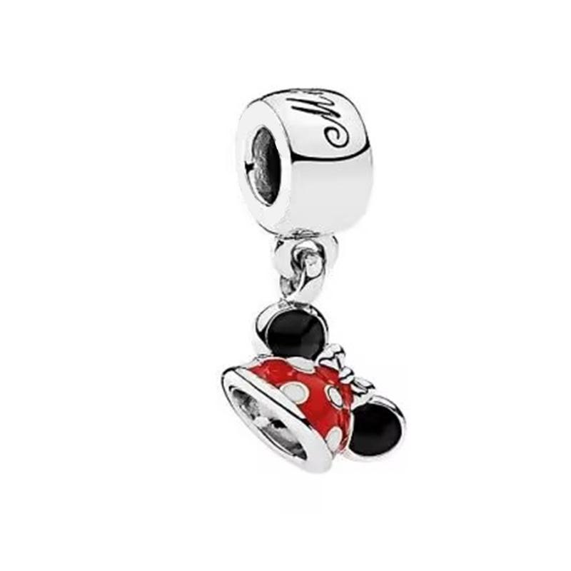 Disney Mickey Minnie Friends Dangle Charm Beads European Silver Bracelet Necklace DIY Jewelry Gift for Kids