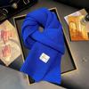 New soft waxy blue and white plaid fringed scarf Korean warm autumn and winter thickened atmosphere scarf