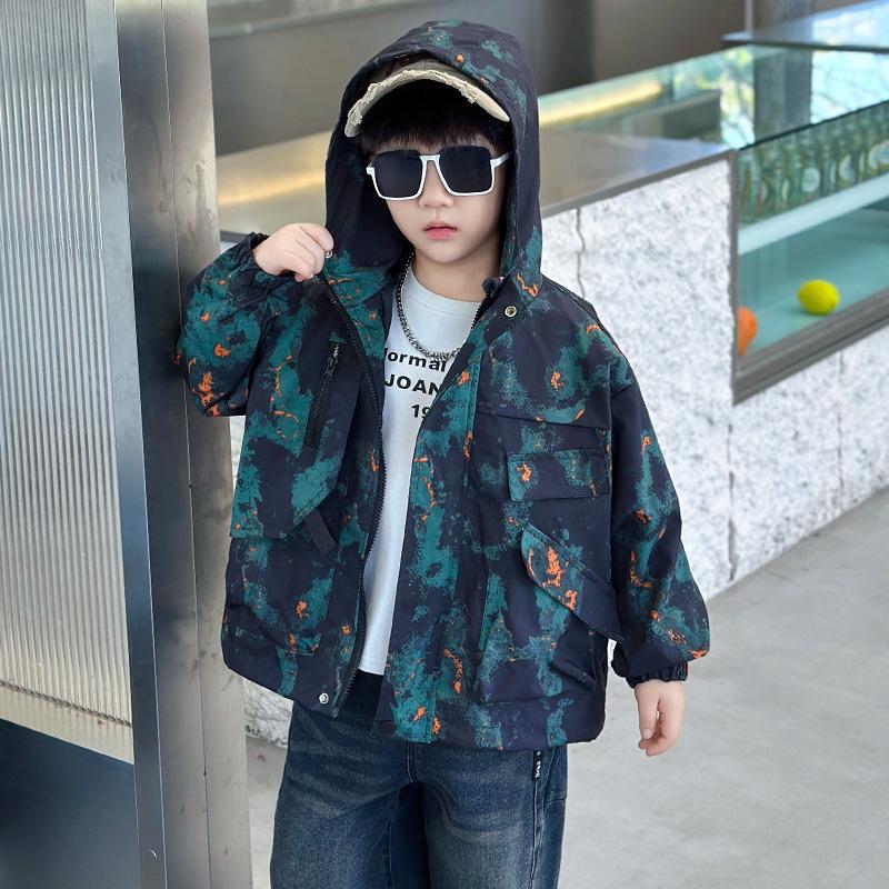 Toddler Boys' Streetwear Hooded Jacket - Spring/Autumn 2025 Trendy Windbreaker