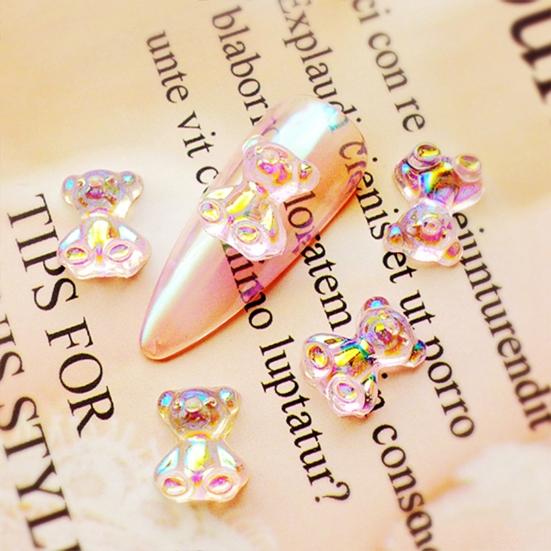 Women Sparkling Bear Pattern Resin Nail Art Sequin Sticker for DIY