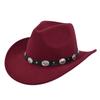 New Ethnic Minority Woolen Western Cowboy Top Hat Men and Women Couple Jazz Hat Hemming Europe and America