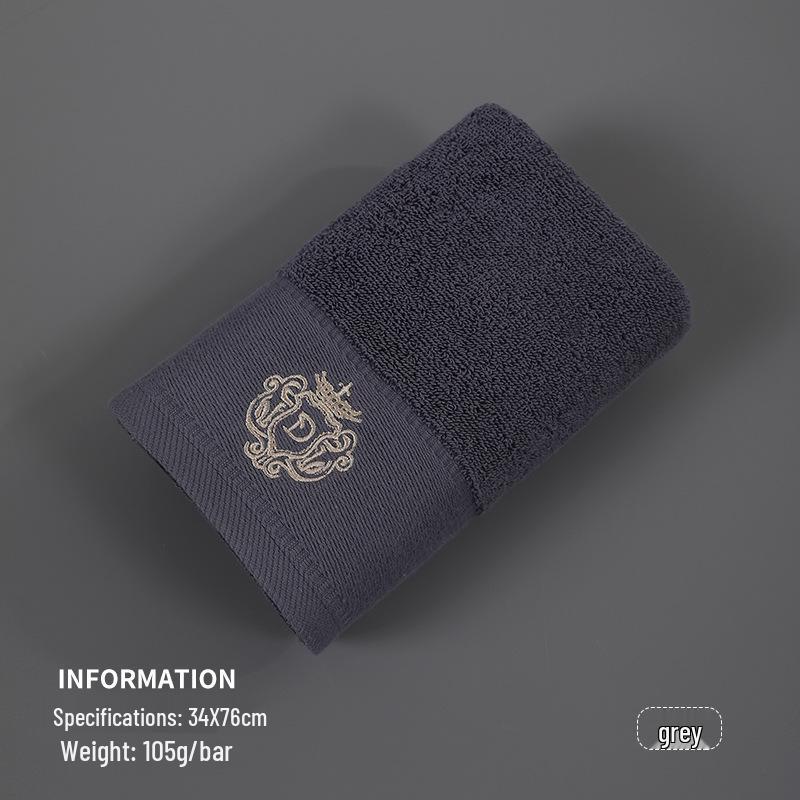 

Tuqiang Очень большое мягкое полотенце с вышивкой в виде короны - Однотонное для использования в отеле и дома 34x76cm серый