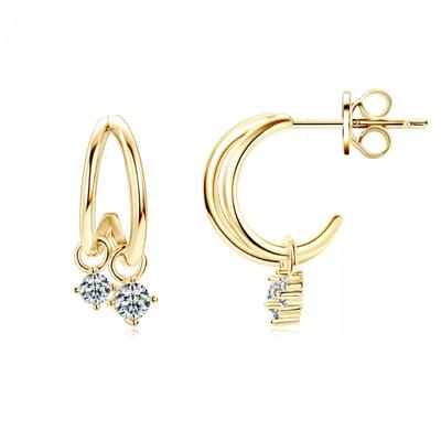 Σκουλαρίκια καρφωτά D χρώματος Full Moissanite Ασήμι 925 πιστοποιημένο 3mm&2.5mm Διαμαντένια ημίκρικος στρογγυλά σκουλαρίκια κοσμήματα αρραβώνων