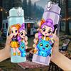 1PC Bright Color Girl Squad Cartoon Print 750ml Color Plastic Sports Water Bottle Leakproof Flip Straw Lid Suitable for Sports Office Home Use