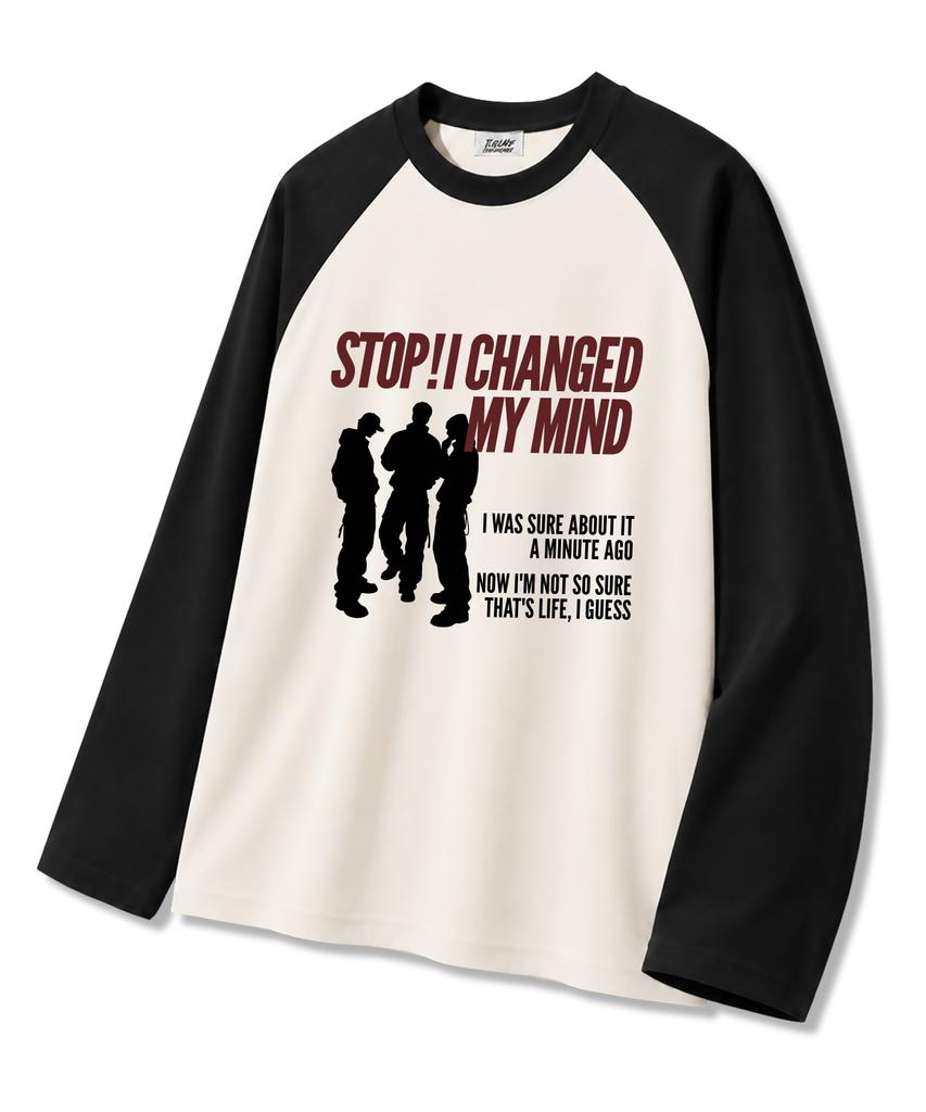 TI.GLAKE Stop My Mind Oversized Raglan Long Sleeve T-Shirt 5 Colors
