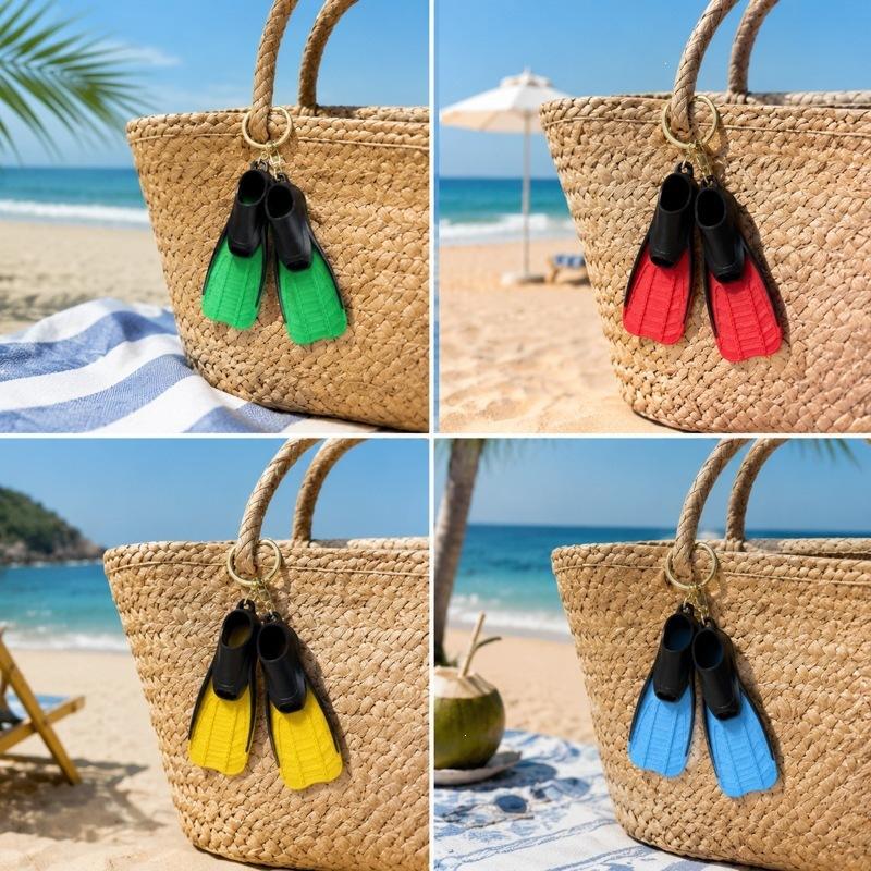 1Pcs 3D Printed Mini Diving Fin Key Chain Flipper Keyring Diver Diving Gift Novelty Summer Beach Swimming Pendant For Bags