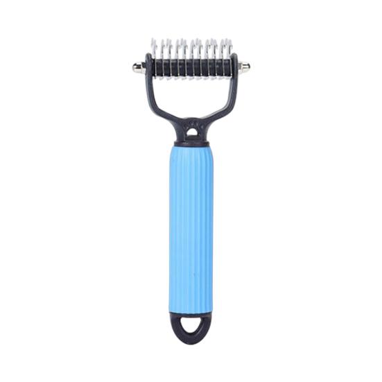 Pet Grooming Rake, Double Sided Cat Undercoat Rake Dematting Comb, Gentle Detangling Tool, Deshedding Brush for Dogs Cats Medium Long Coats