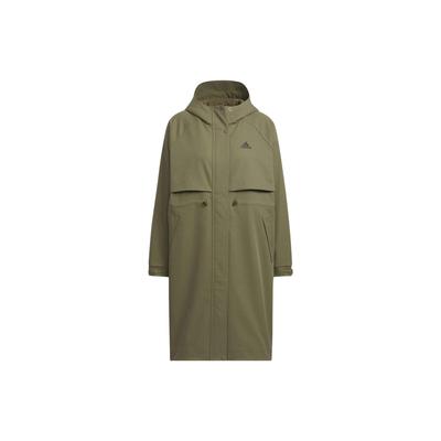 Sport Performance Solid Logo Long Sleeve Hooded Windbreaker Women Outerwear Green IX6795